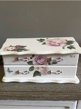 French Country “Shabby Chic” Wood Jewelry Box Jewelry Box